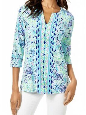 LILLY PULITZER Karina Tunic Top Size XS Blue Ibiza